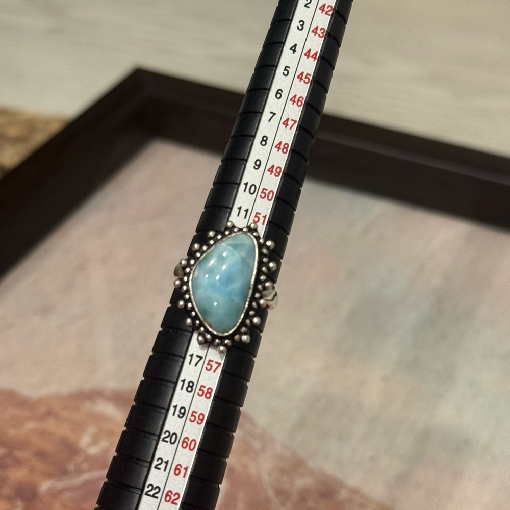 STERLING SILVER RING W LARIMAR - Picture 3 of 7
